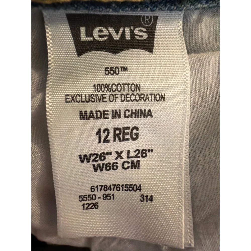 Levi's Jeans Kids 12 REG 550 Relaxed Fit Blue Denim 100% Cotton Regular W26 L26